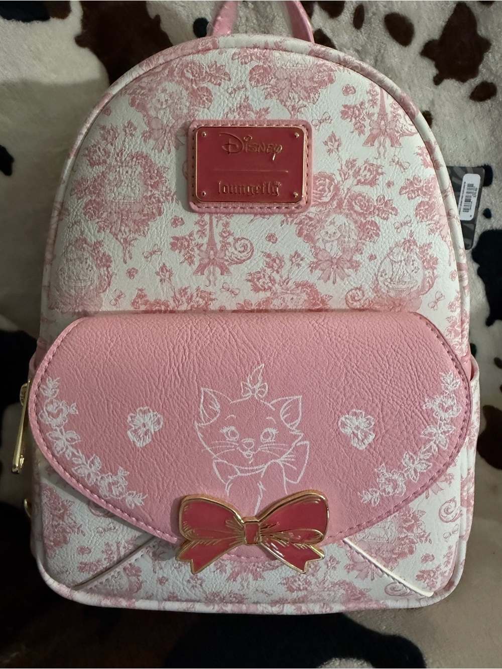 Loungefly Pink & White Marie Mini Backpack with Bow Accent